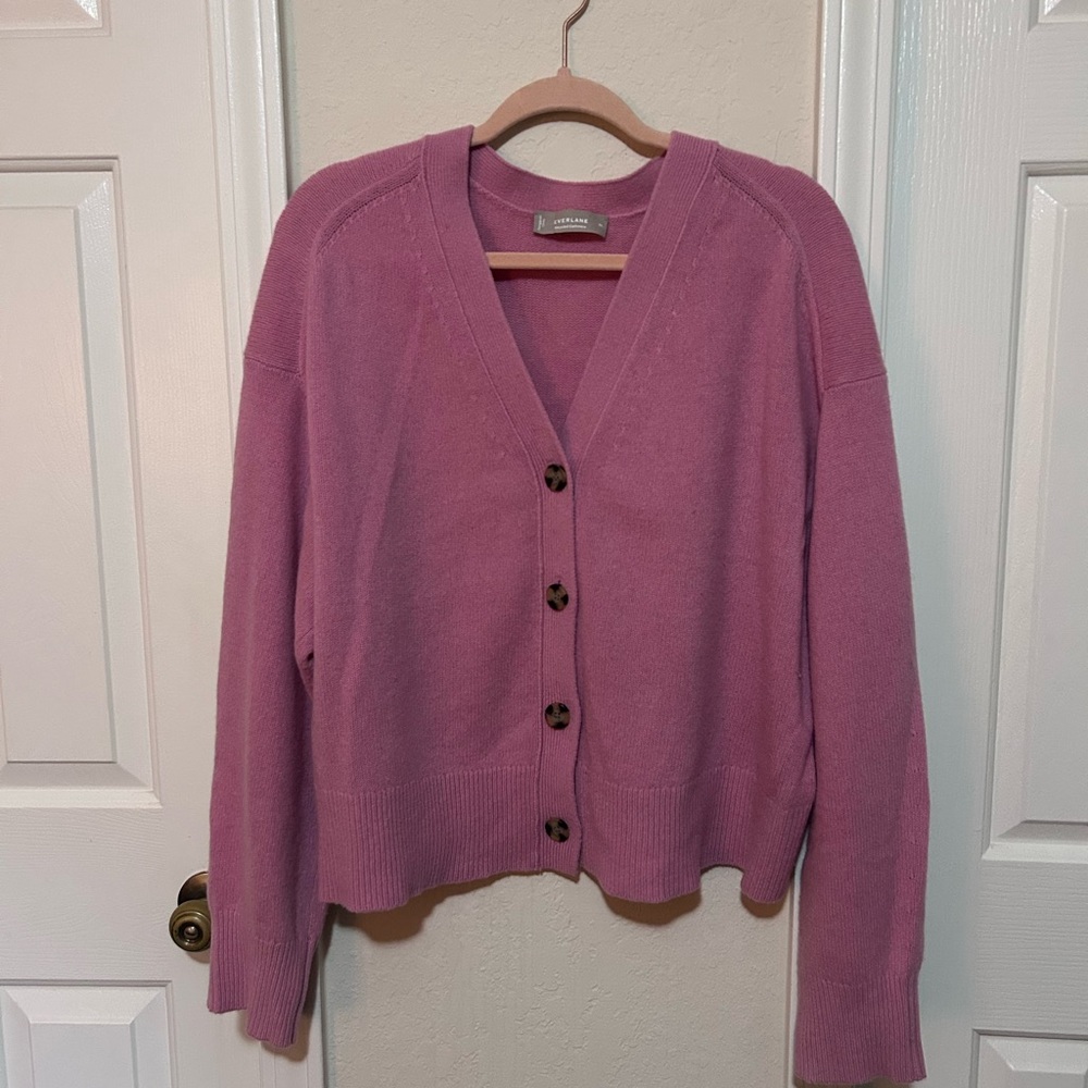 Everlane Pink Cashmere Cardigan Sweater